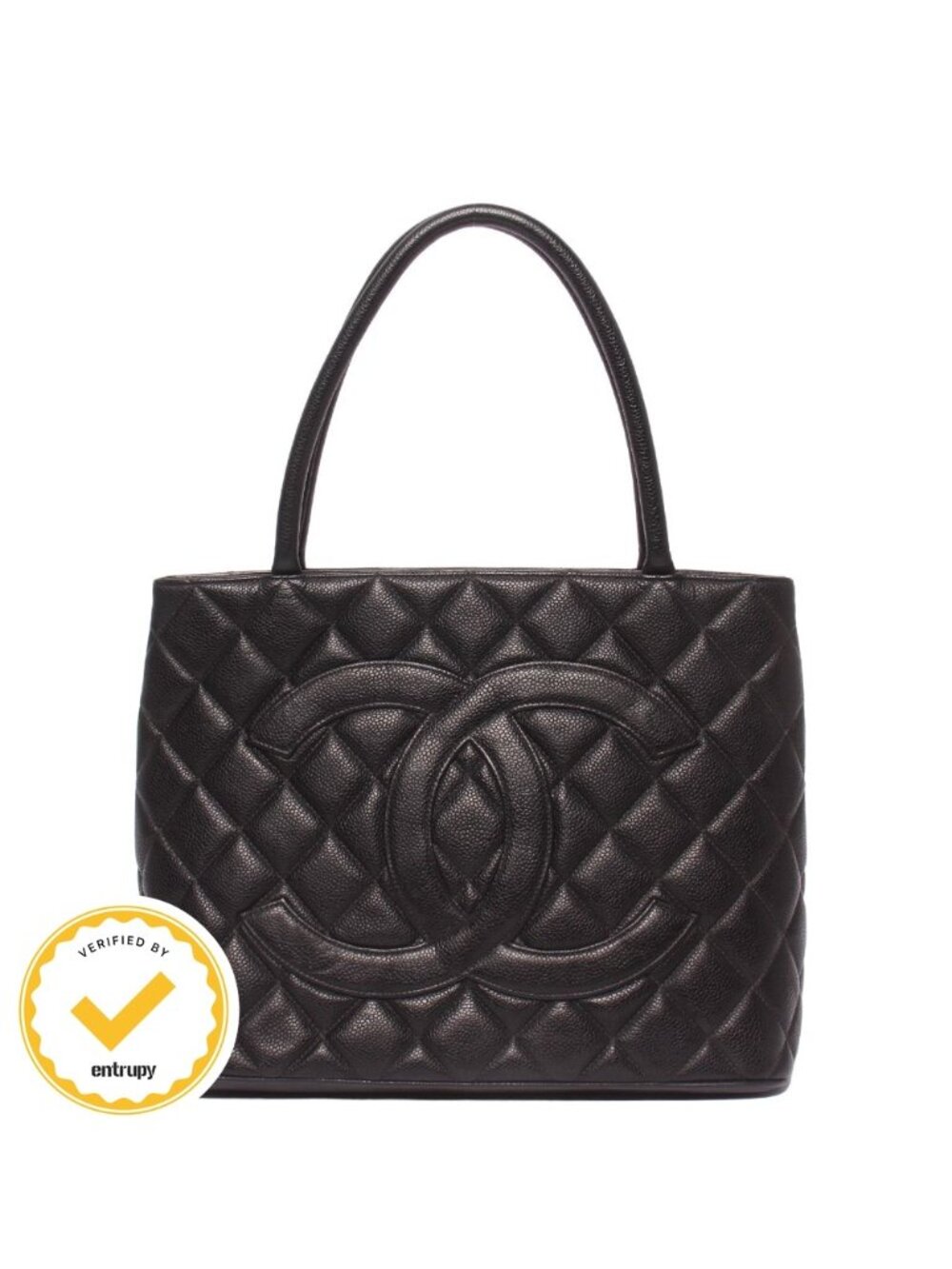 Chanel Tote Shoulder Bag Gold Caviar Leather